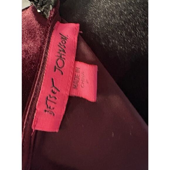 Betsey Johnson Collared Velvet Mini Dress - 2 Burgundy, Whimsigoth Holiday Twee - Picture 9 of 11